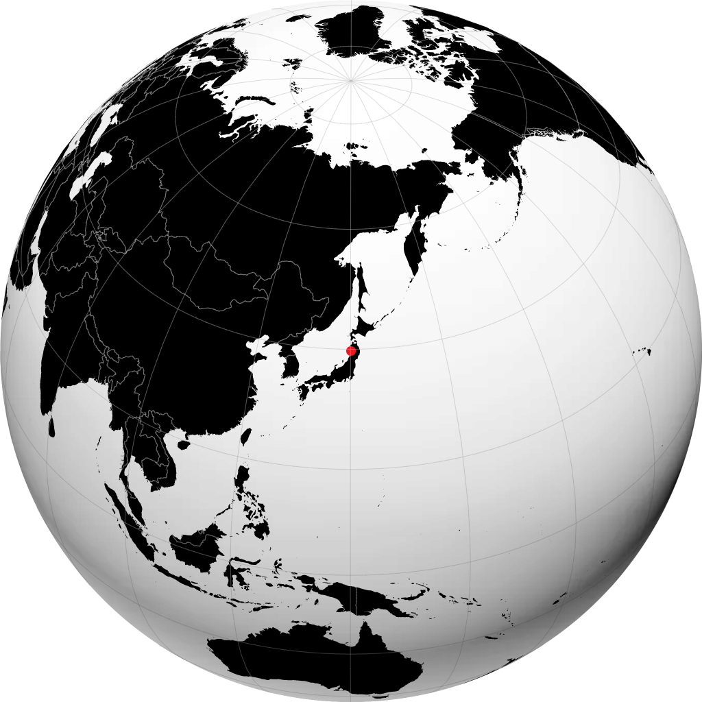 地球儀上の秋田市