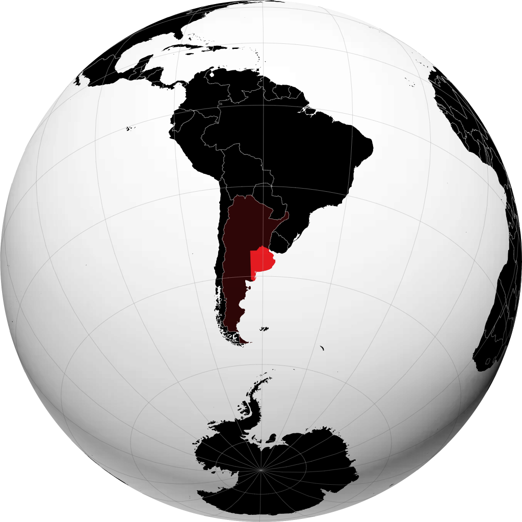 地球儀上のProvincia de Buenos Aires