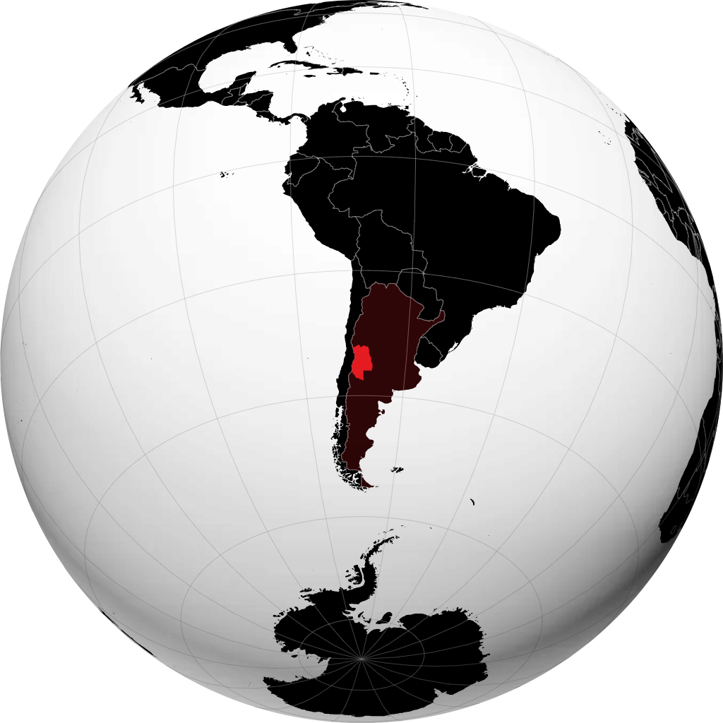 地球儀上のProvincia de Mendoza