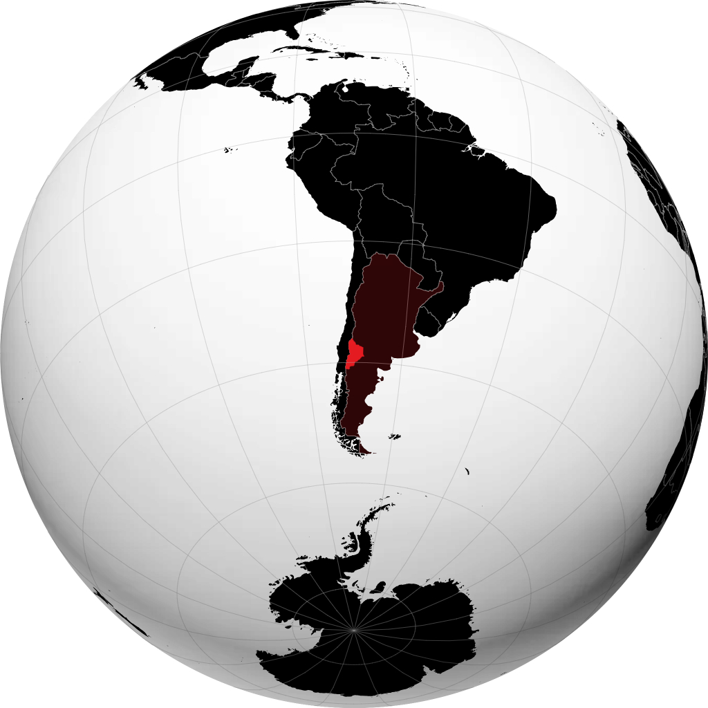 地球儀上のProvincia del Neuquen