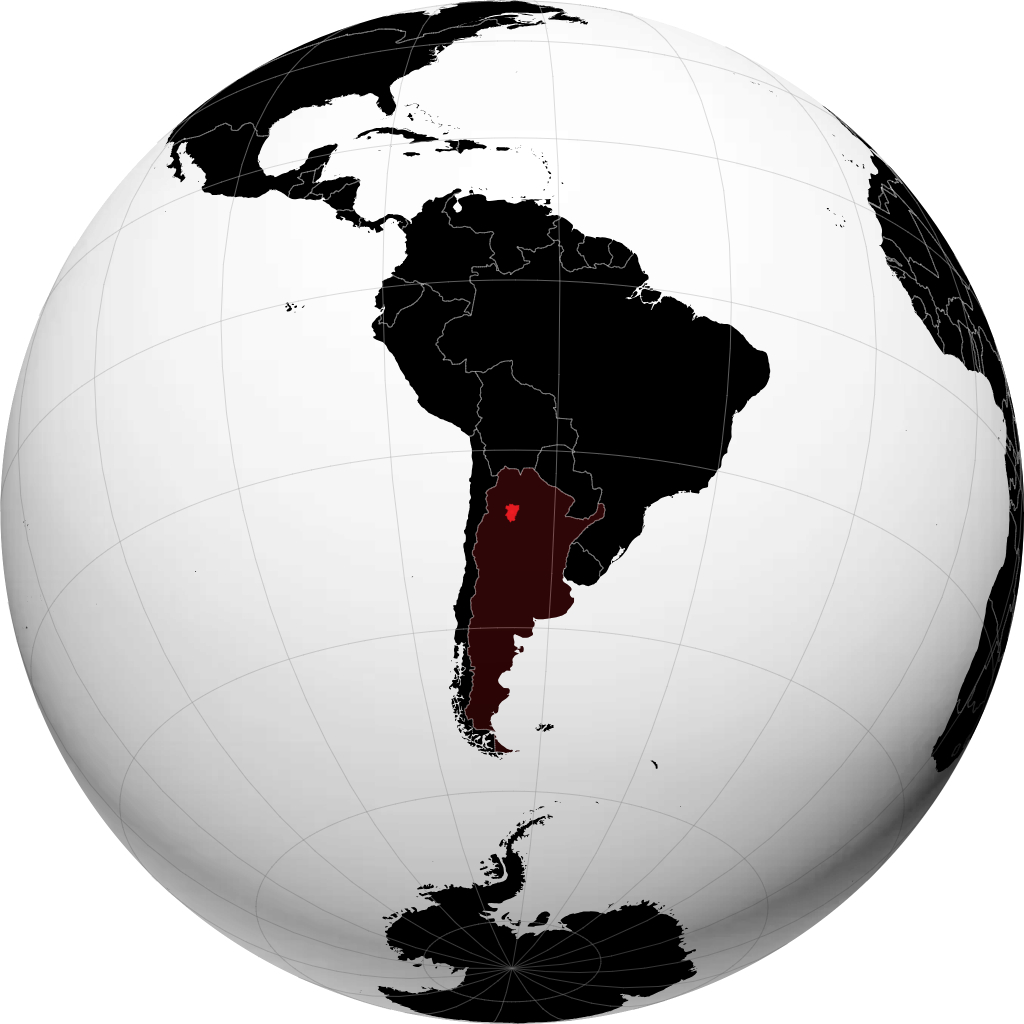 地球儀上のProvincia de Tucuman
