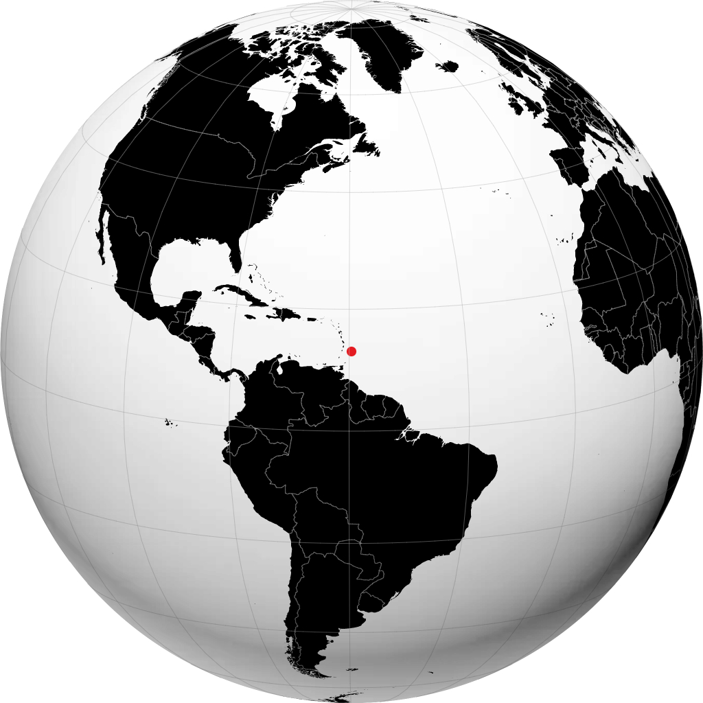 地球儀上のブリッジタウン