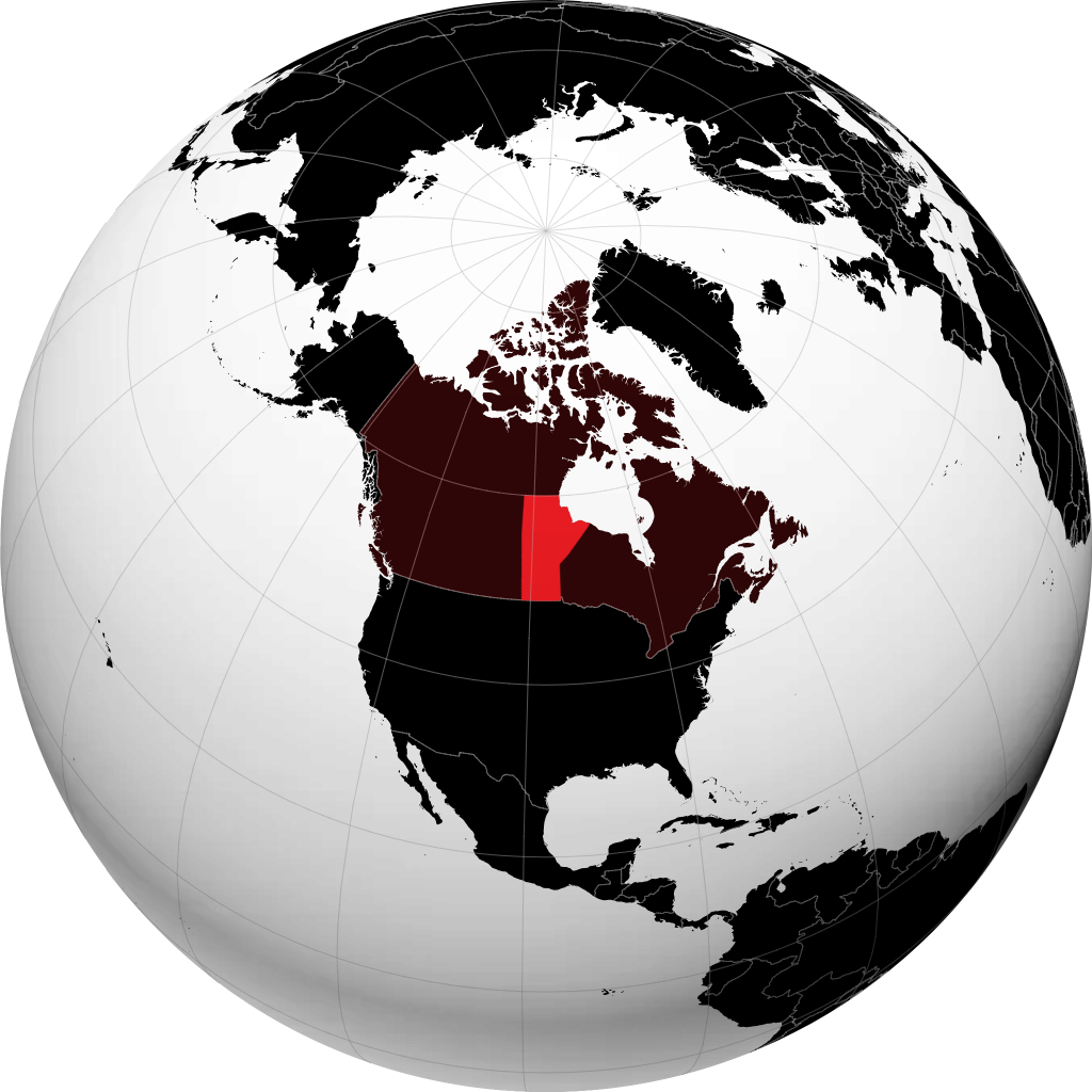 地球儀上のManitoba