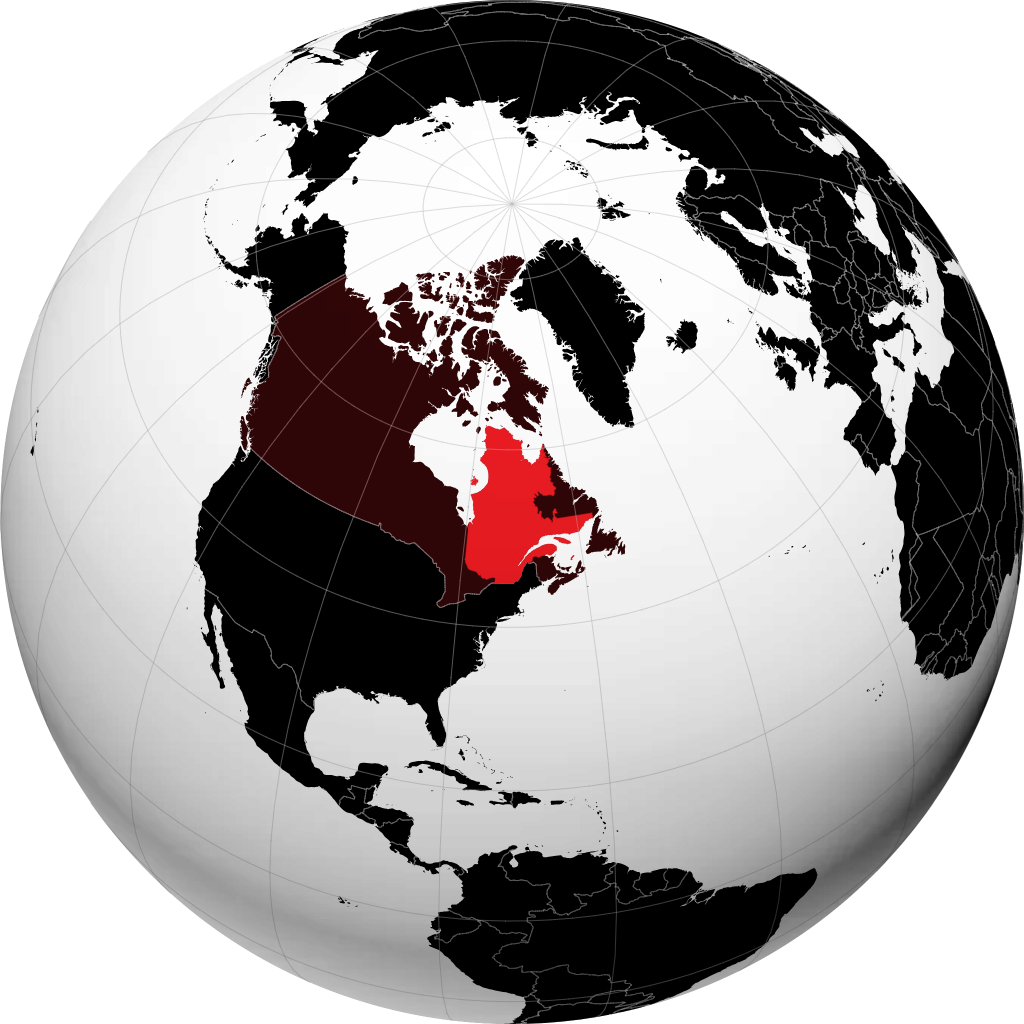 地球儀上のQuebec