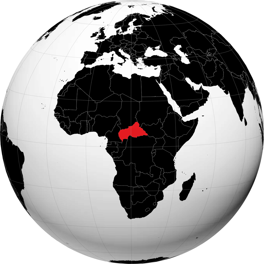 地球儀上の中央アフリカ共和国
