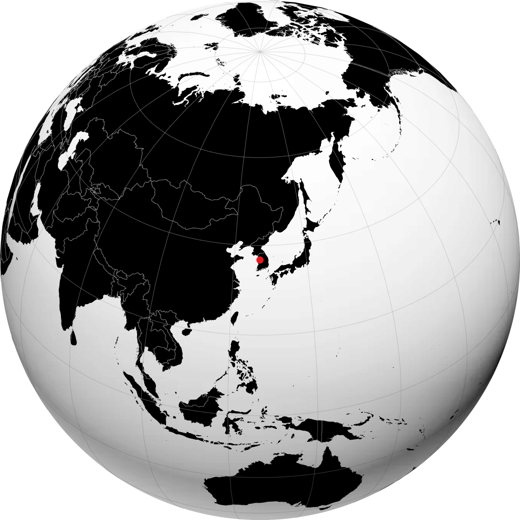 地球儀上の天安市