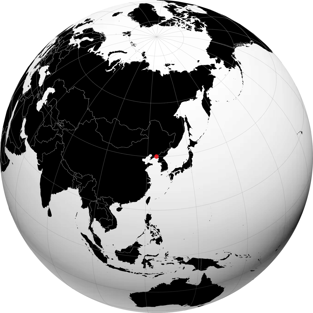 地球儀上の丹東市