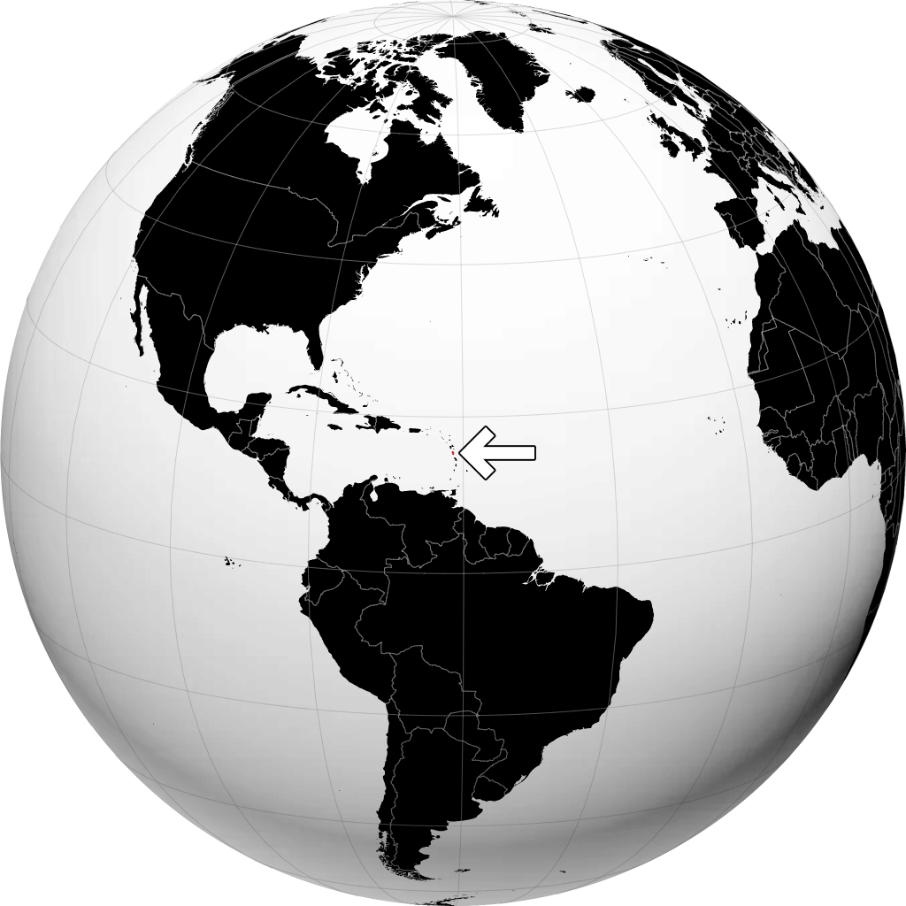 地球儀上のドミニカ国