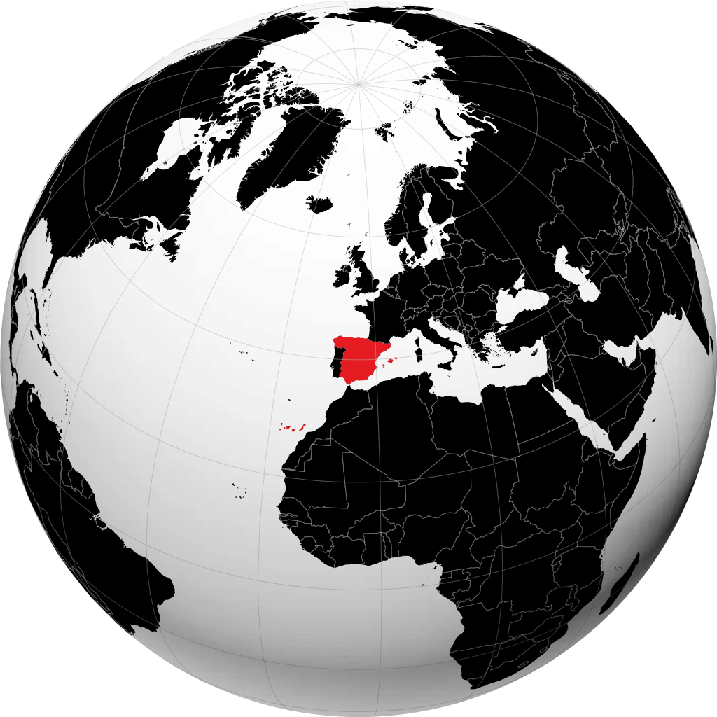 地球儀上のスペイン