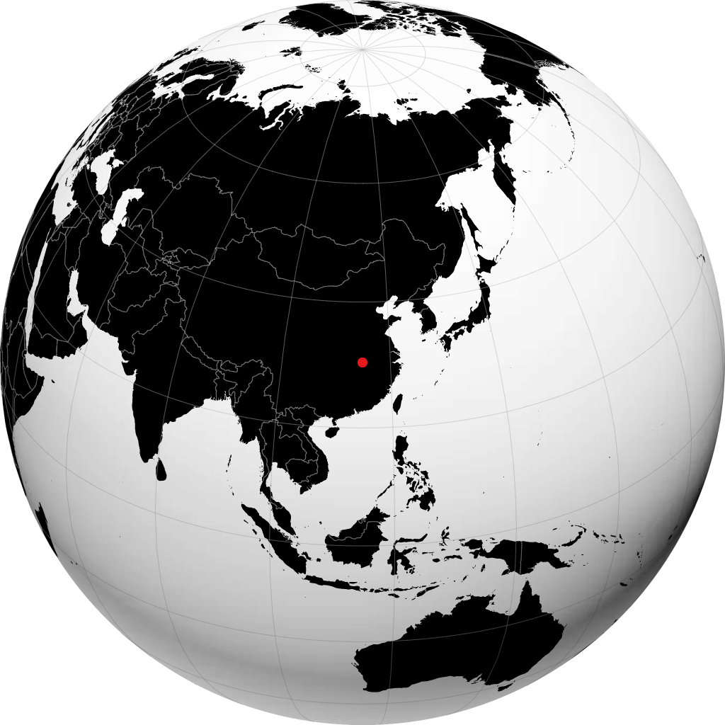 地球儀上の鄂州市