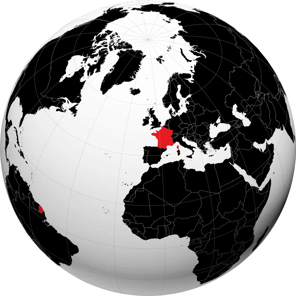 地球儀上のフランス