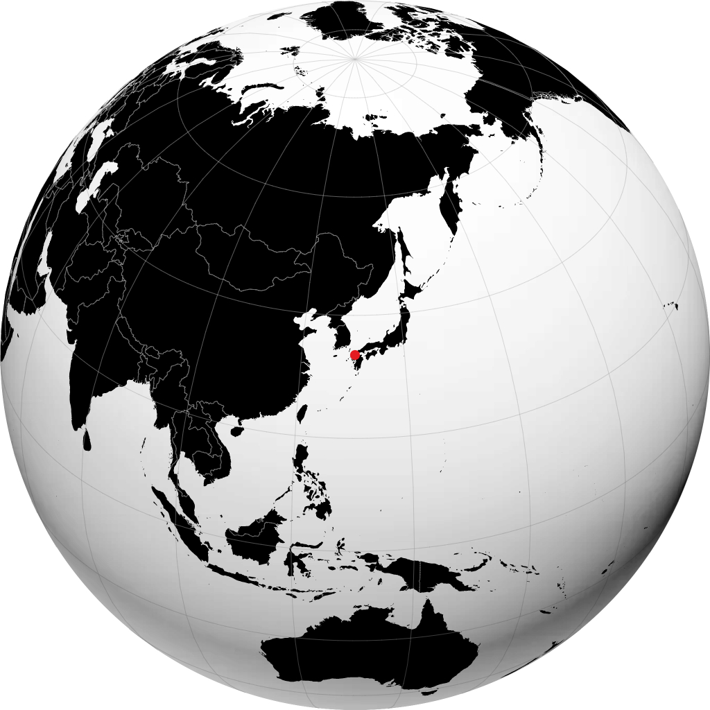 地球儀上の福岡