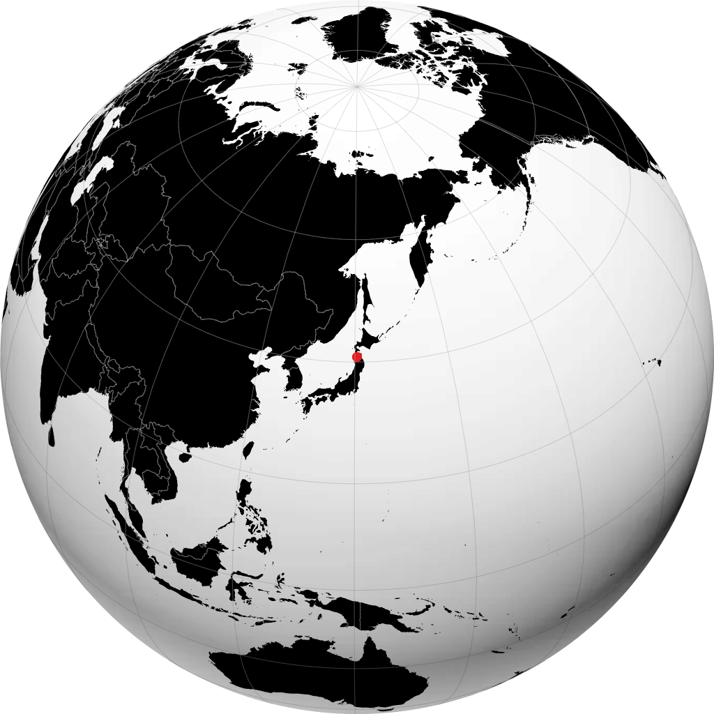 地球儀上の五所川原市