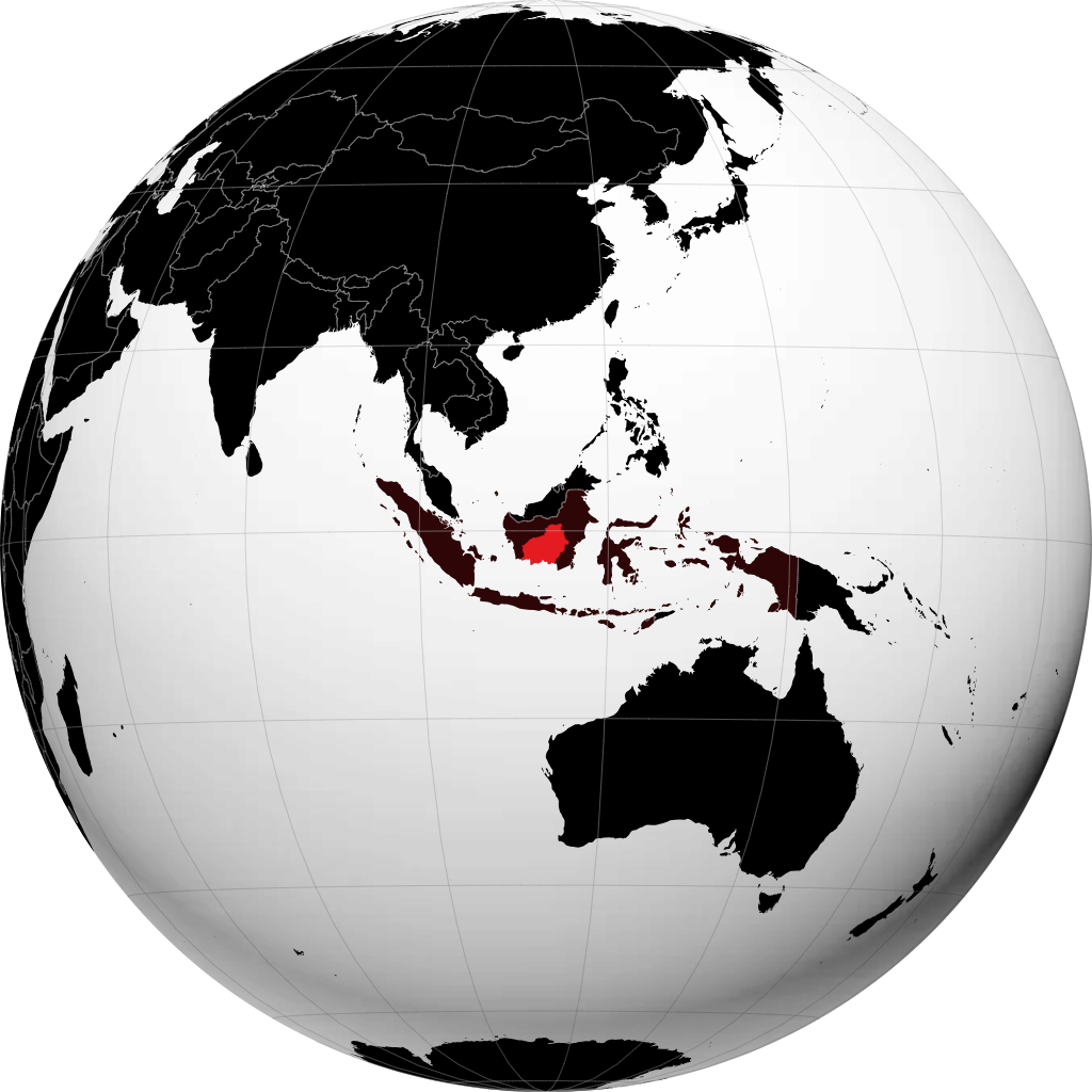地球儀上の中部カリマンタン州