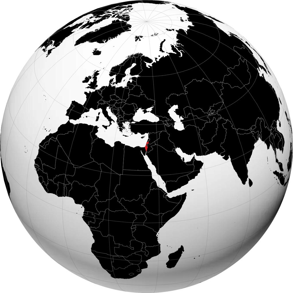 地球儀上のイスラエル