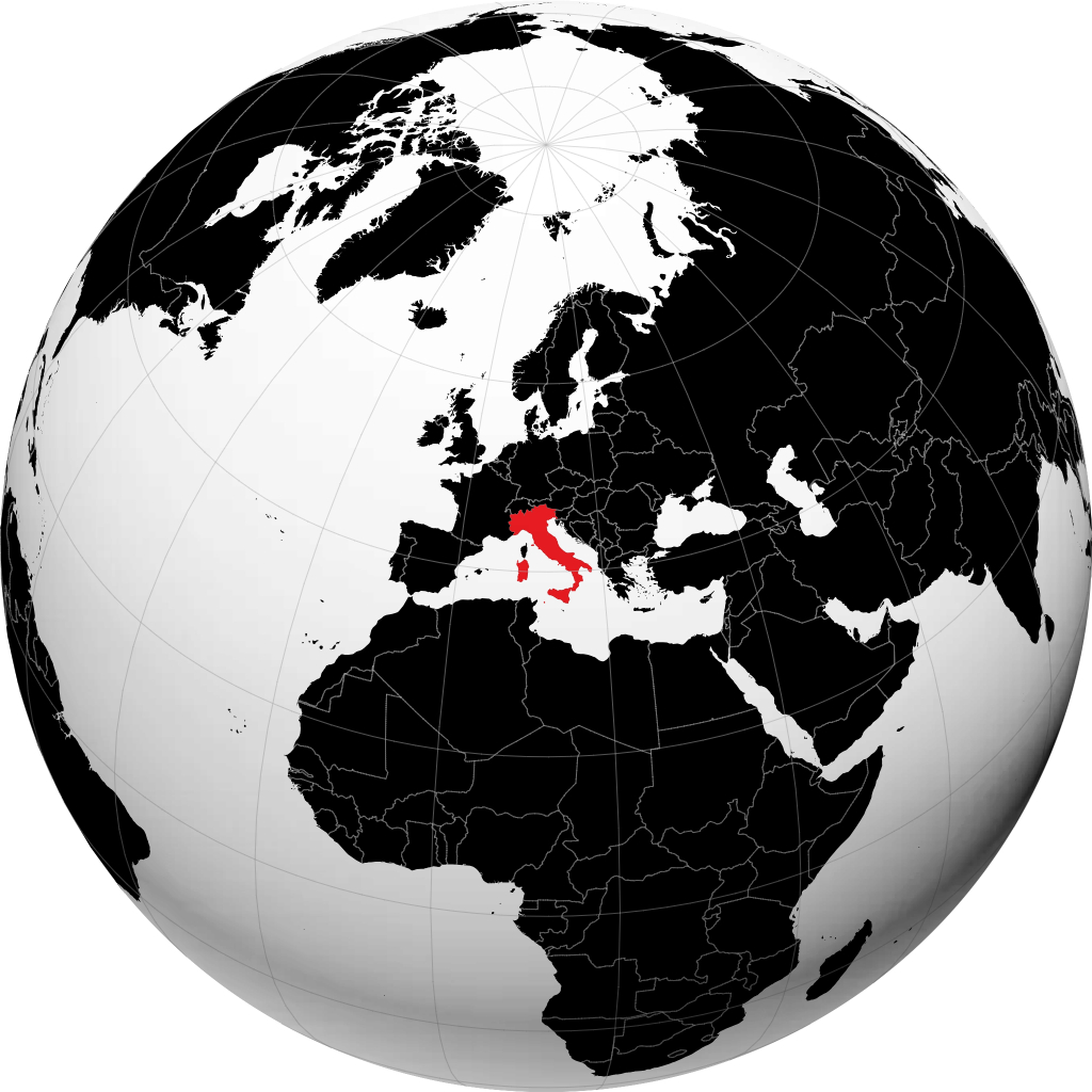 地球儀上のイタリア