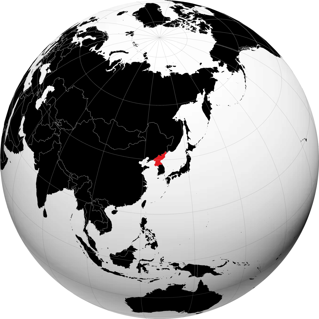 地球儀上の北朝鮮