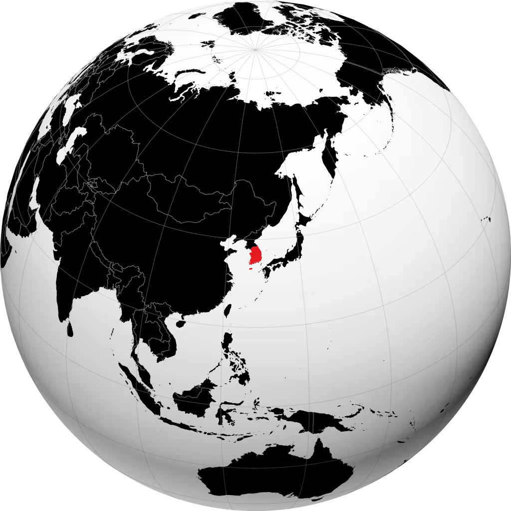 地球儀上の韓国