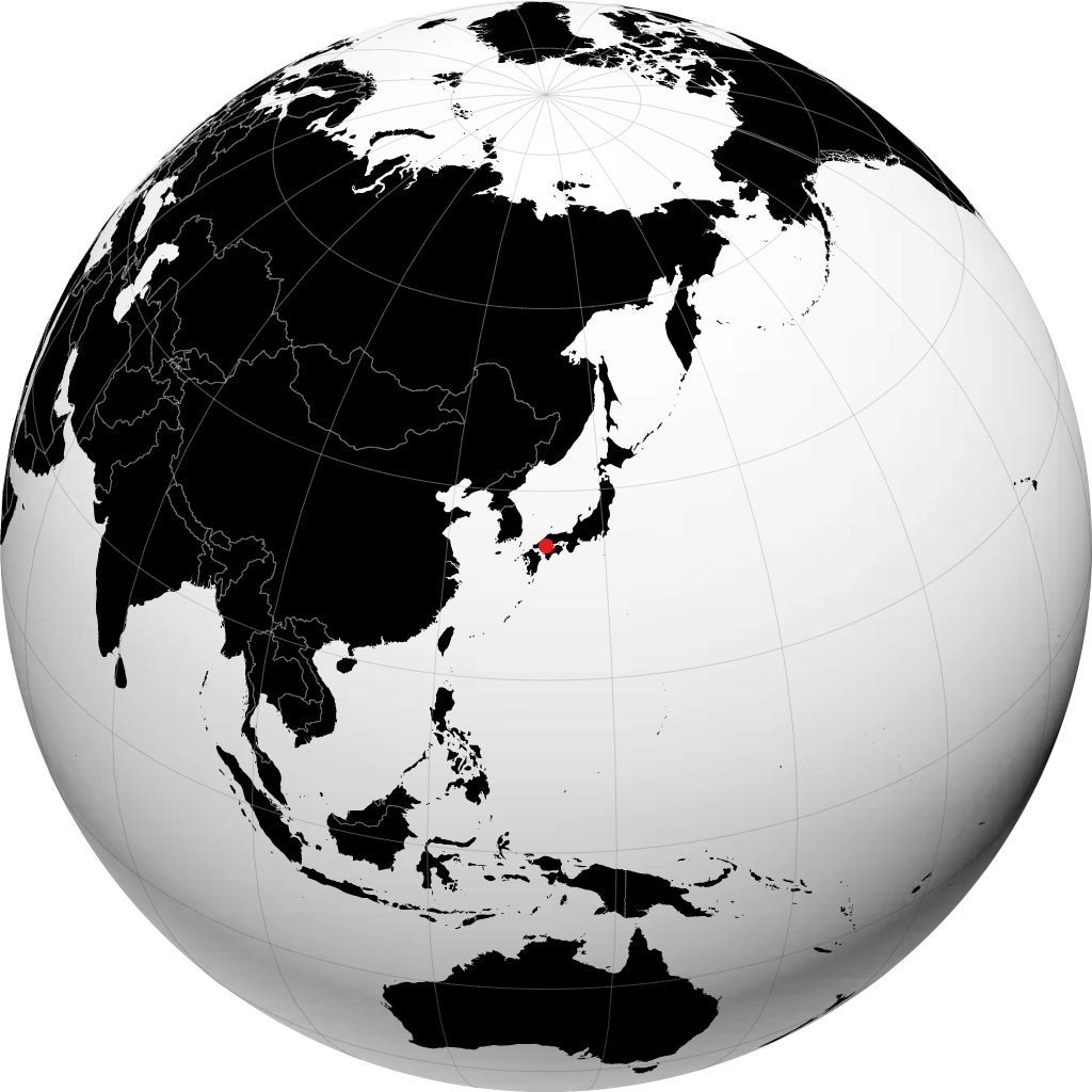地球儀上の呉市
