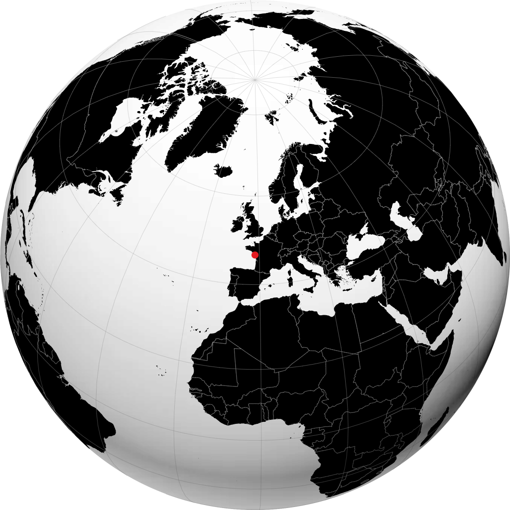 地球儀上のラ・ロシュ=シュル=ヨン