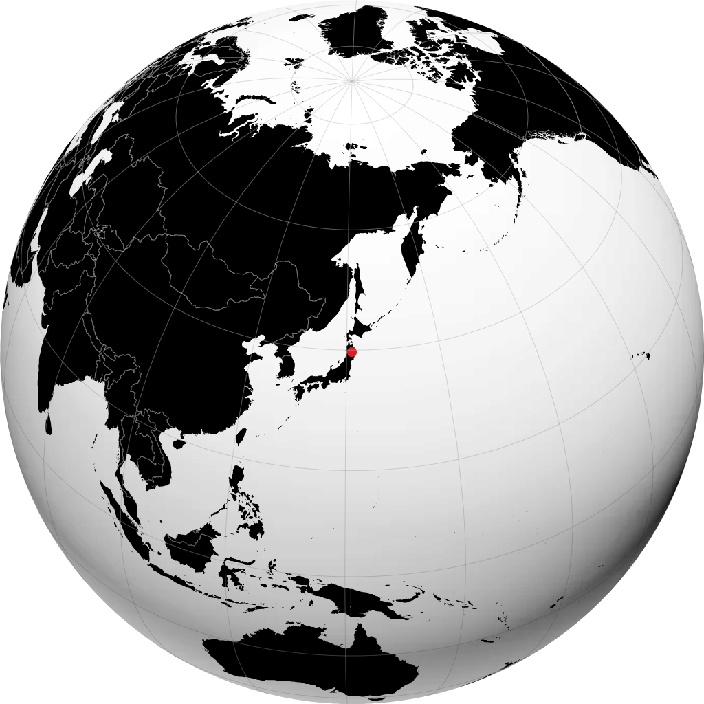 地球儀上の盛岡市