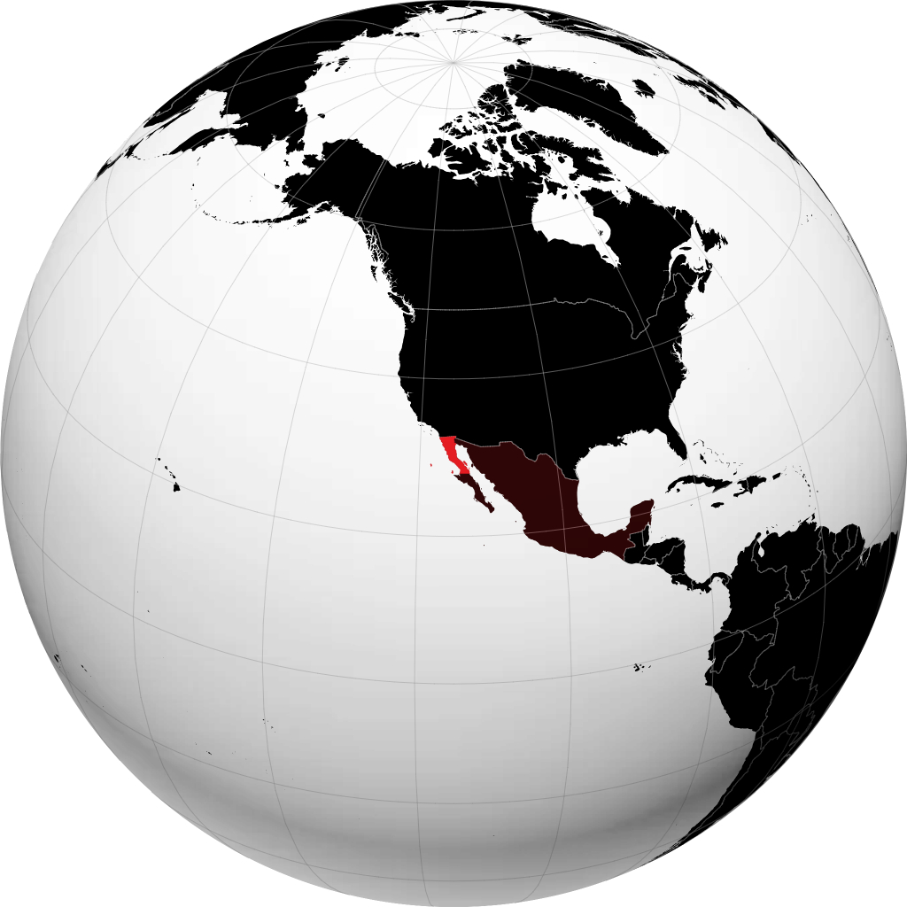 地球儀上のバハ・カリフォルニア州