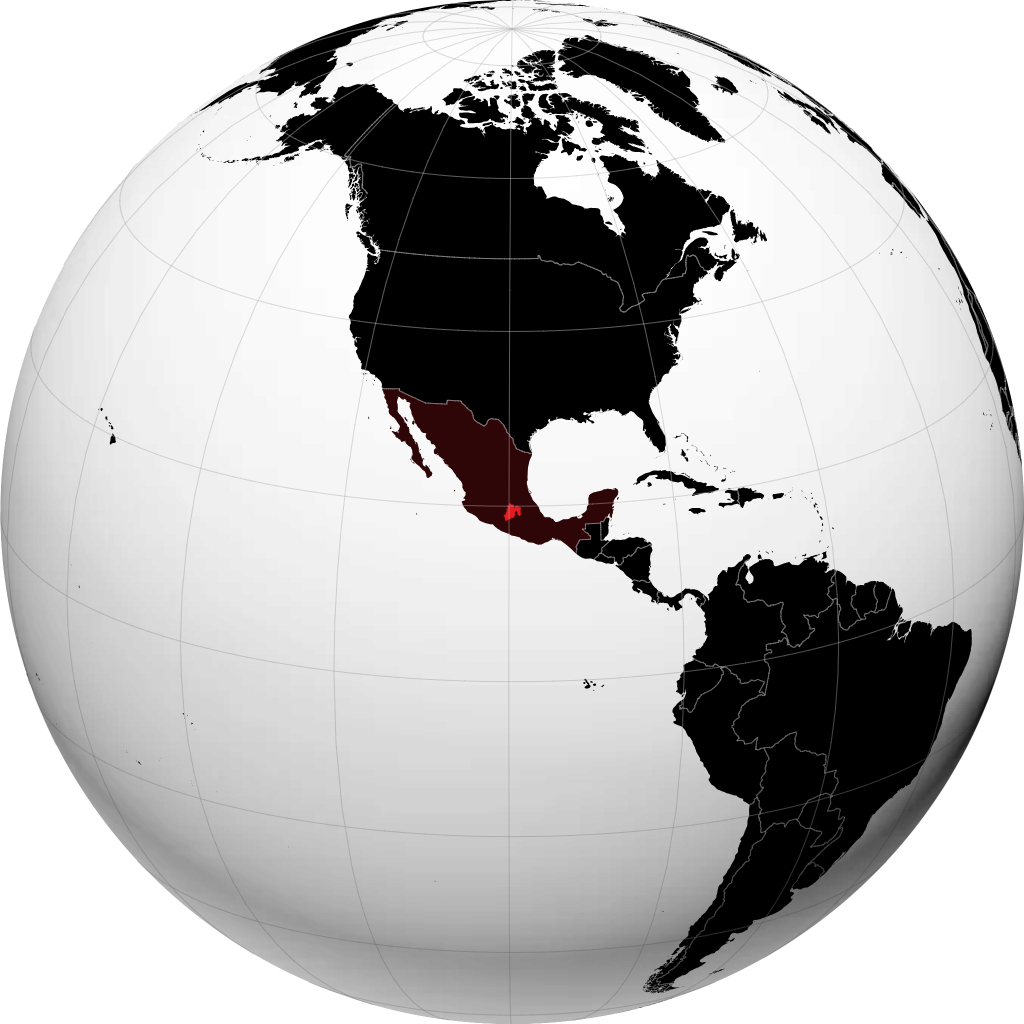 地球儀上のメキシコ州