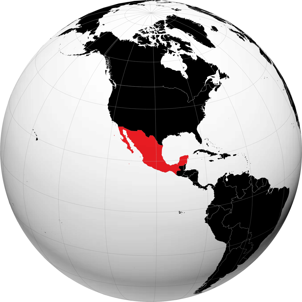 地球儀上のメキシコ