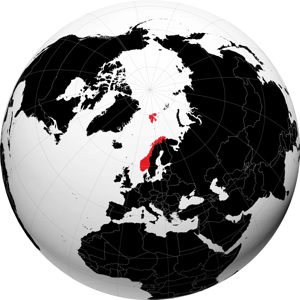 地球儀上のノルウェー