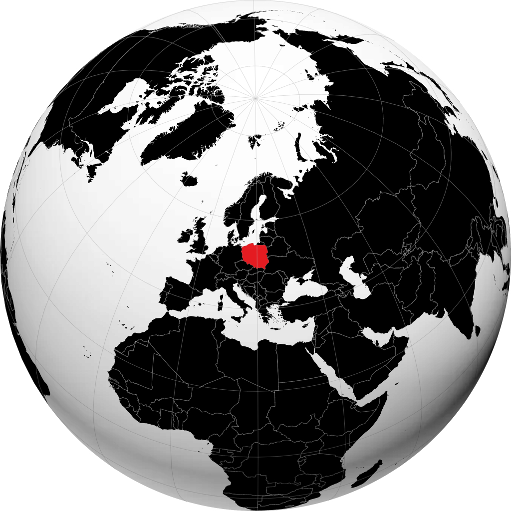 地球儀上のポーランド
