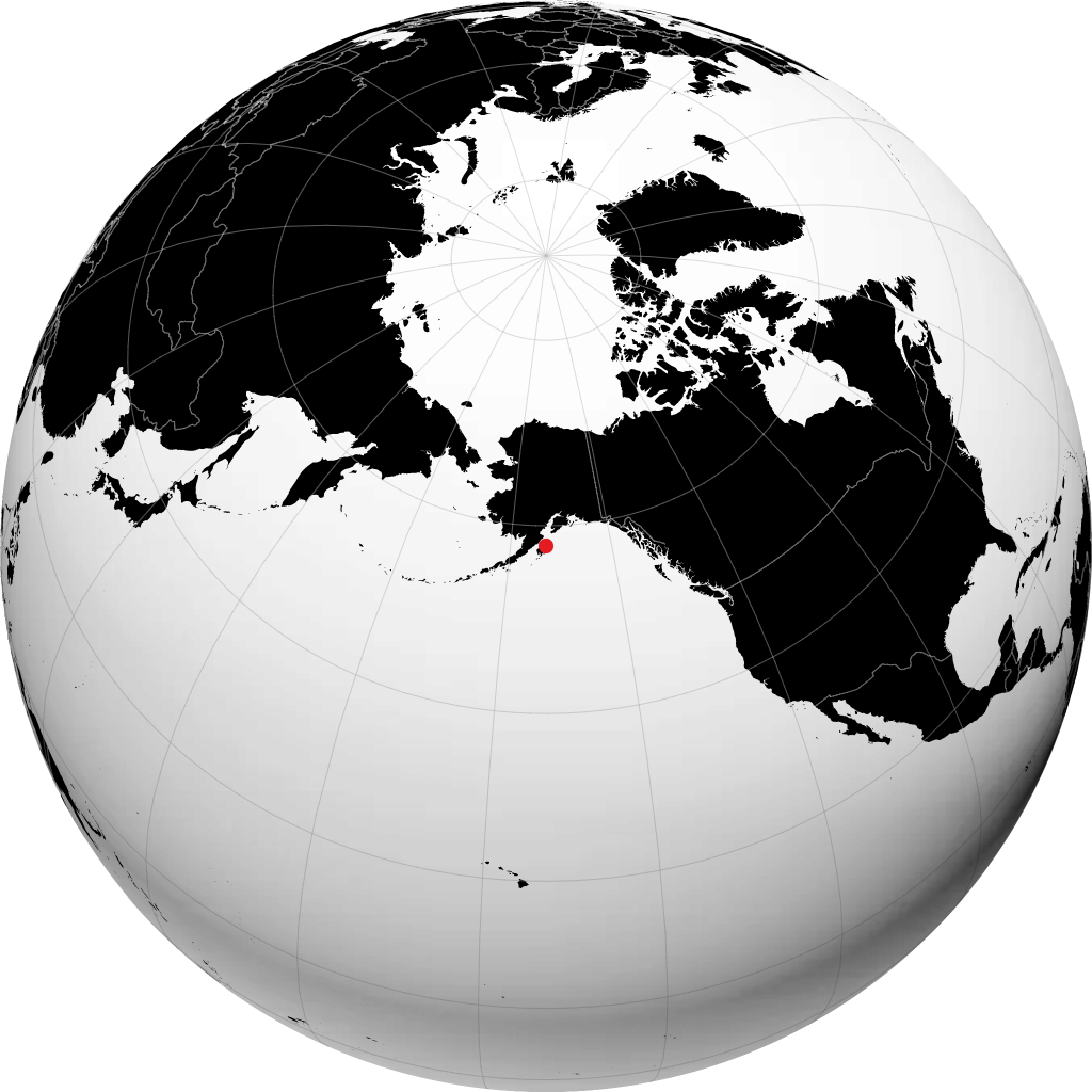 地球儀上のポート・ライオンズ