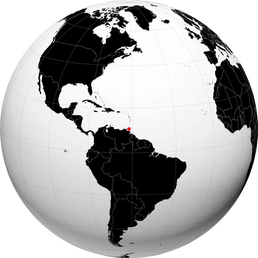 地球儀上のポートオブスペイン