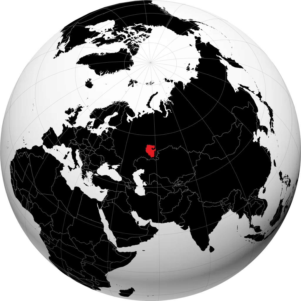 地球儀上のバシコルトスタン共和国