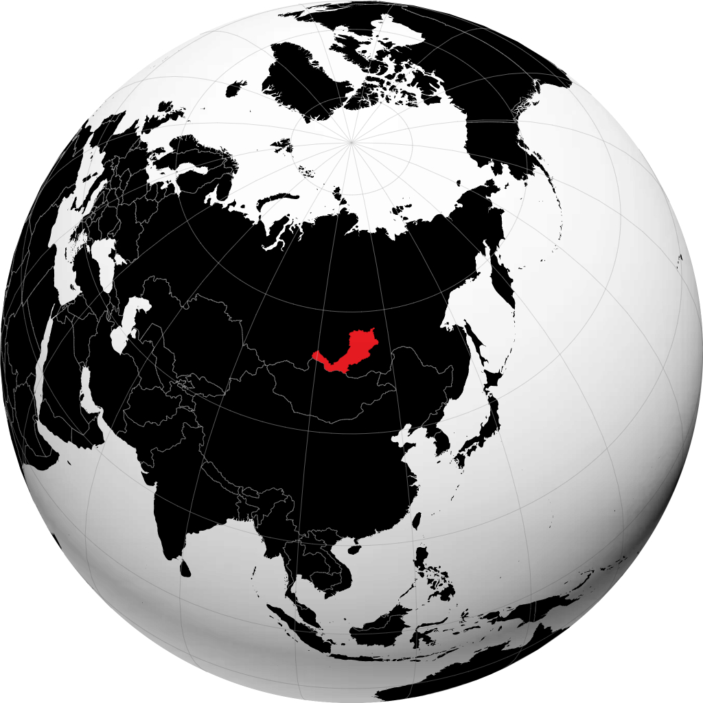 地球儀上のブリヤート共和国