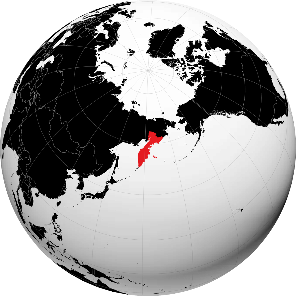 地球儀上のカムチャツカ地方