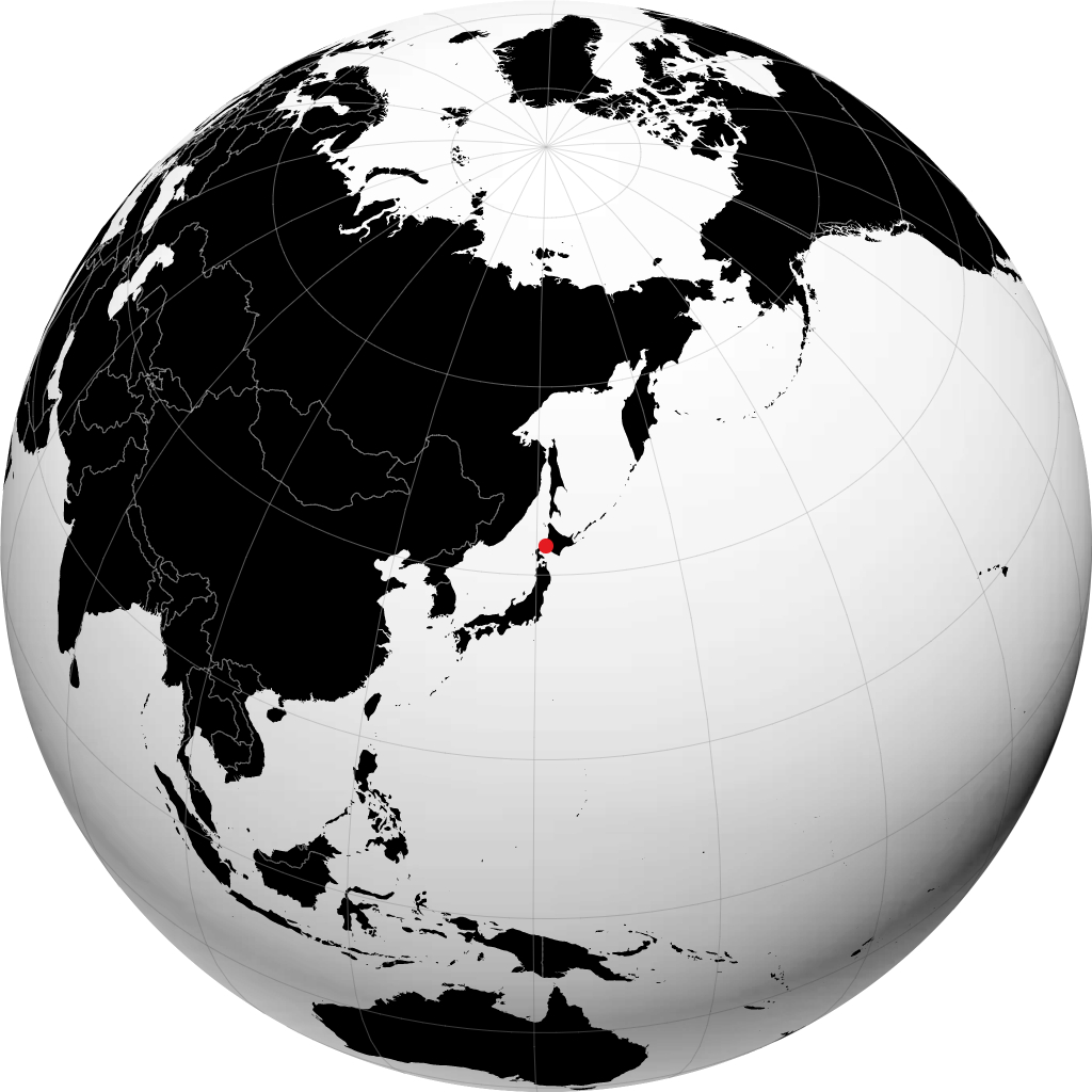 地球儀上の札幌