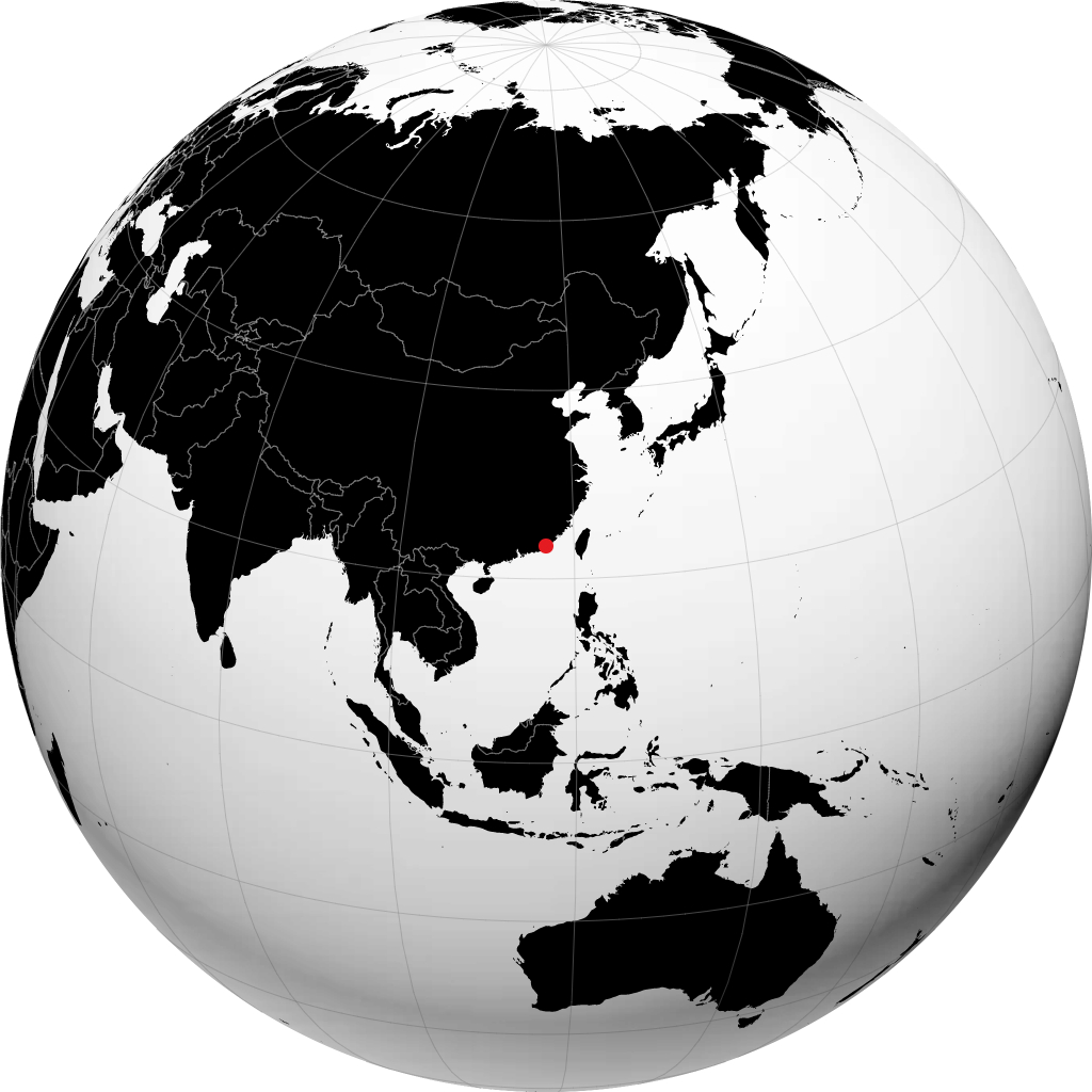 地球儀上の汕頭