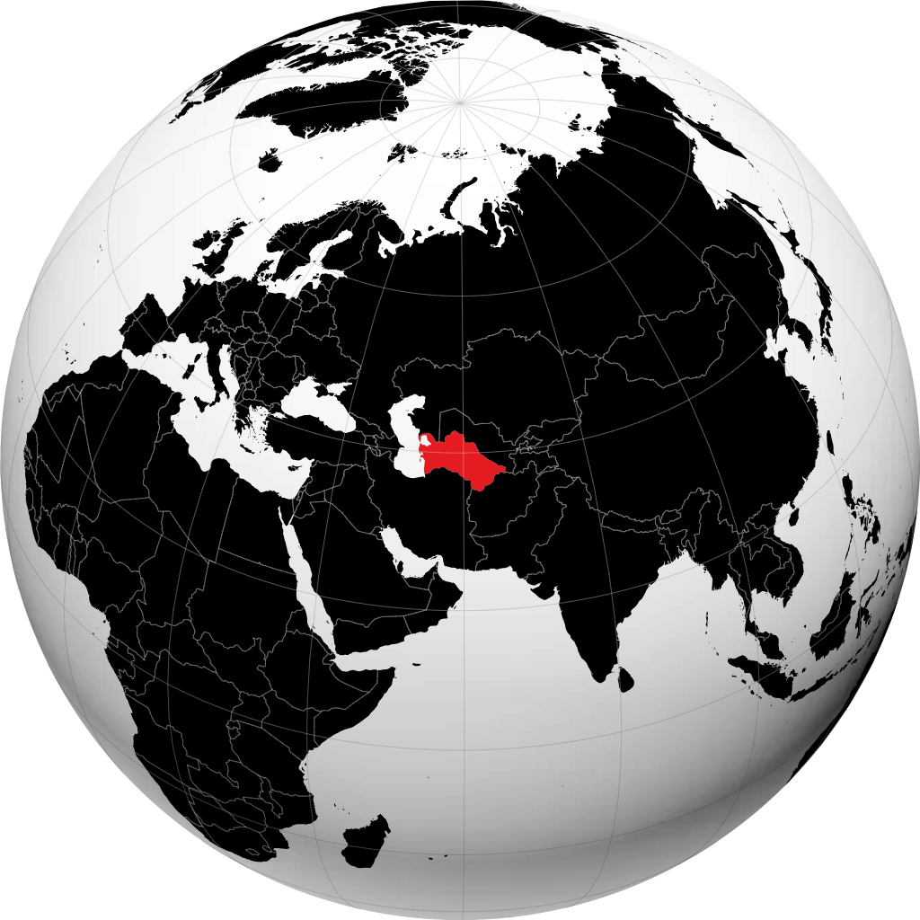 地球儀上のトルクメニスタン