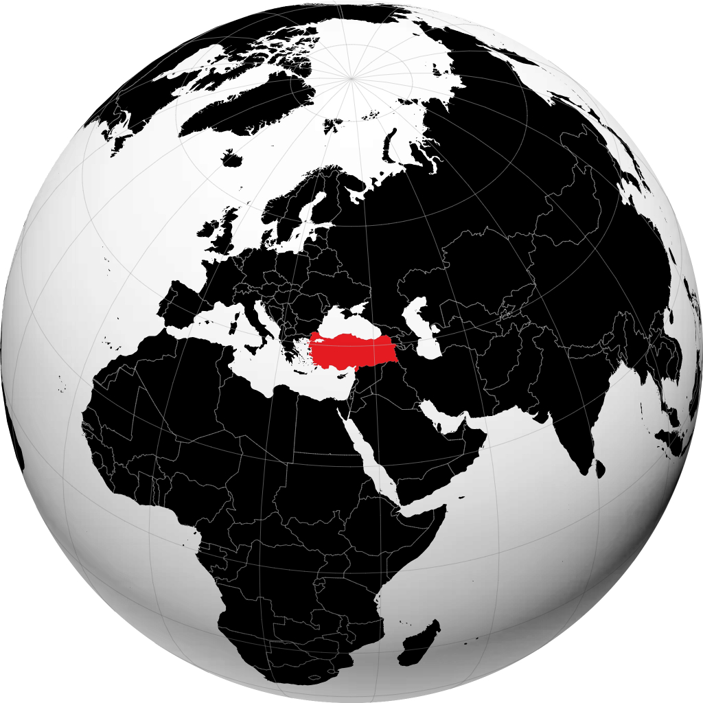 地球儀上のトルコ