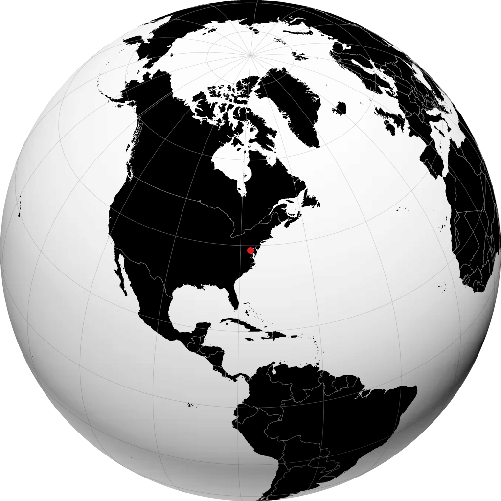 地球儀上のワシントンD.C.