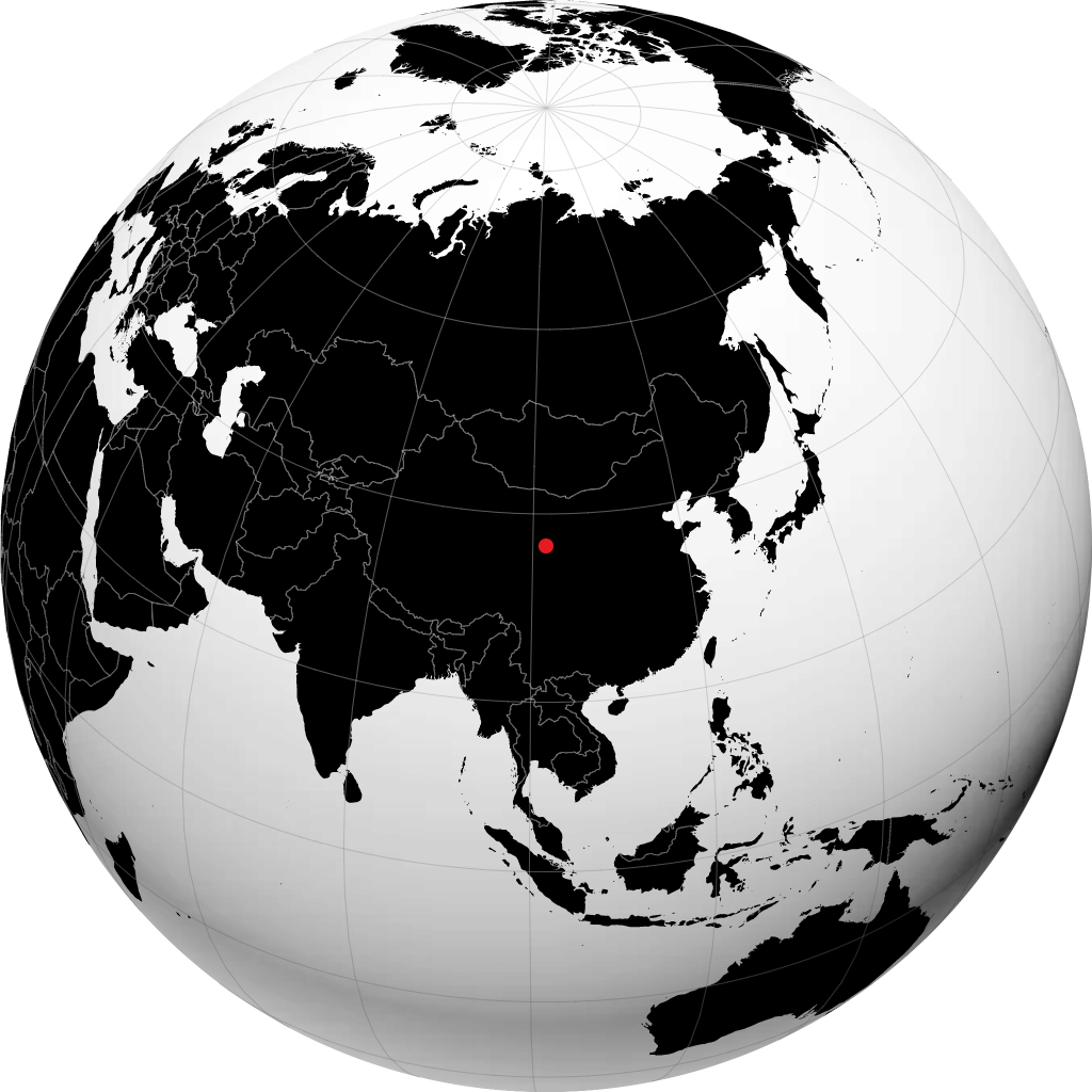 地球儀上の西寧市